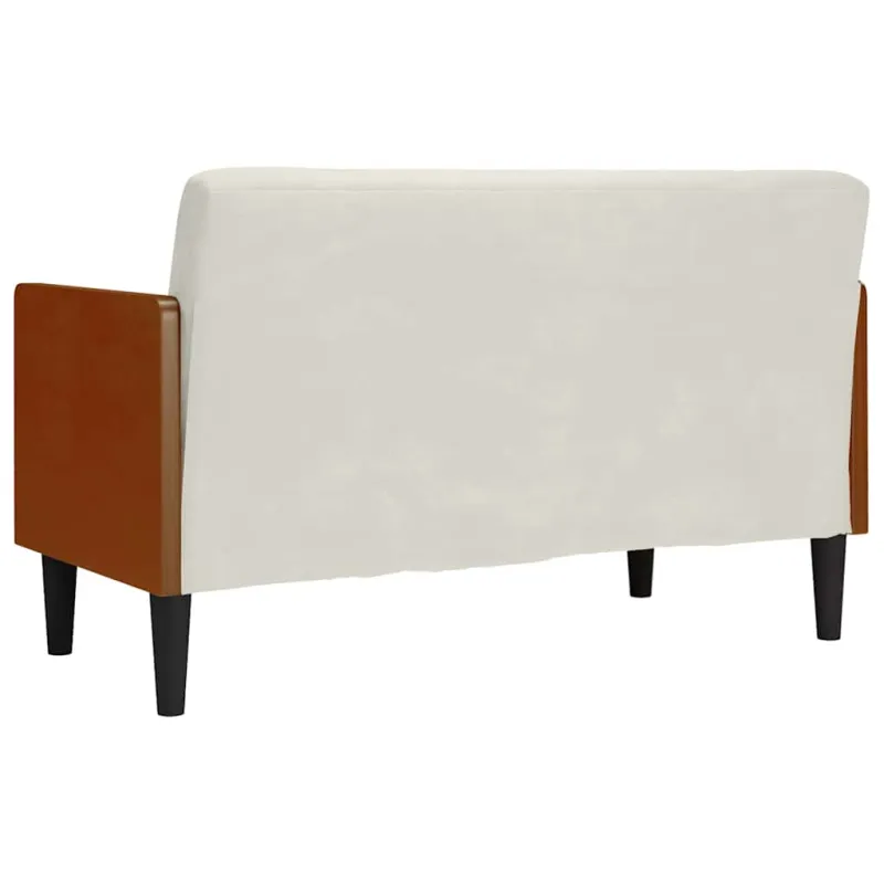 Dvivietė sofa su pagalvėlėmis, kreminės spalvos, 110 cm, aksomas