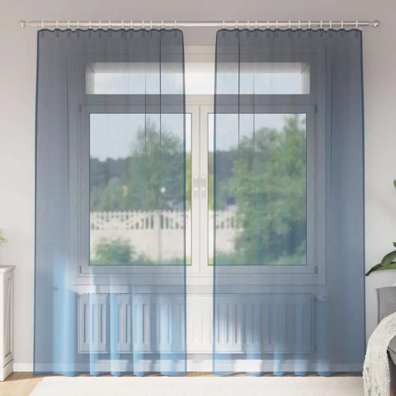 Voilės užuolaidos su kišenėmis karnizui, 2 vnt., karališkos mėlynos