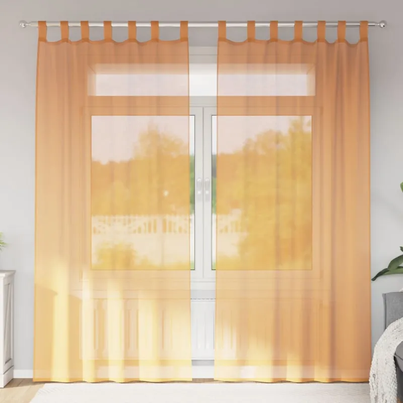 Voilės užuolaidos su kilpelėmis, 2 vnt., oranžinės, 140x225 cm