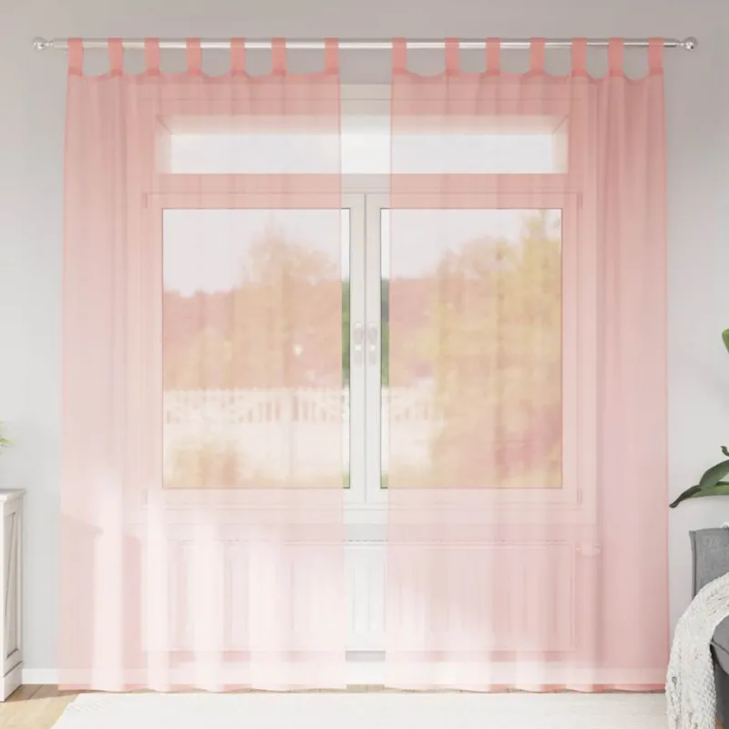 Voilės užuolaidos su kilpelėmis, 2 vnt., rožinės, 140x245 cm