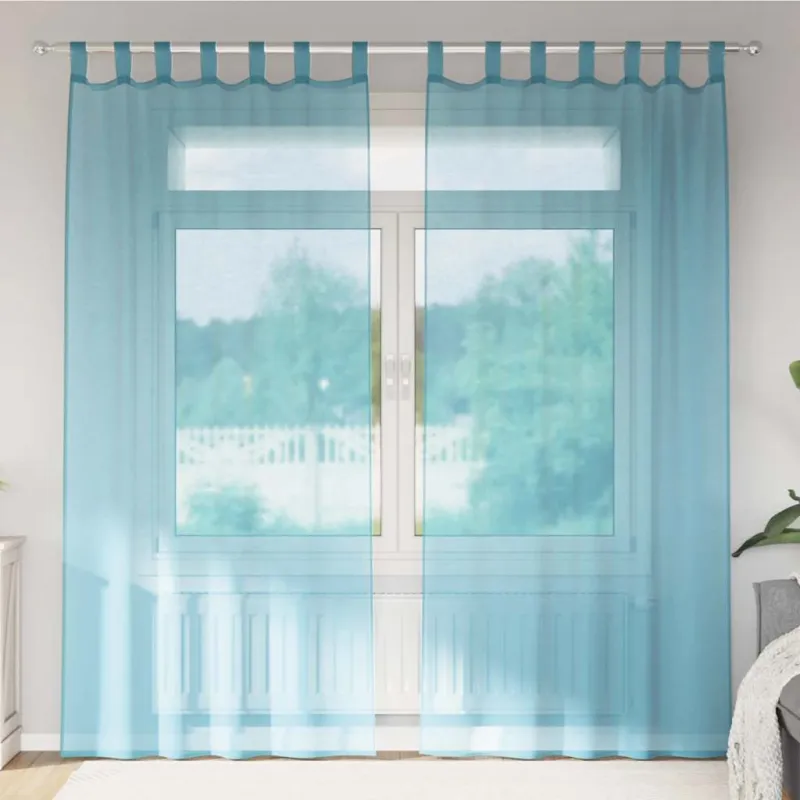 Voilės užuolaidos su kilpelėmis, 2 vnt., turkio spalvos, 140x245 cm