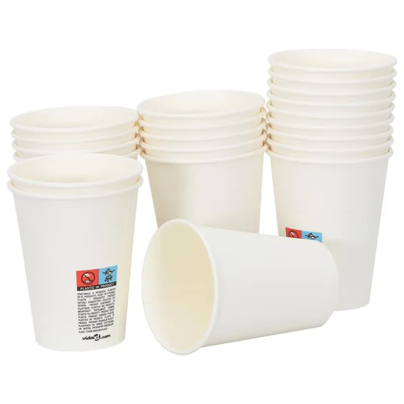 Popieriniai kavos puodeliai, 1000 vnt., 12 uncijų, 300 ml, balti