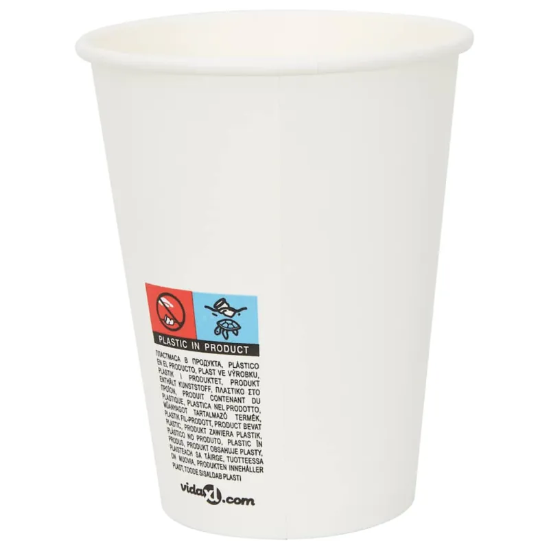 Popieriniai kavos puodeliai, 1000 vnt., 12 uncijų, 300 ml, balti