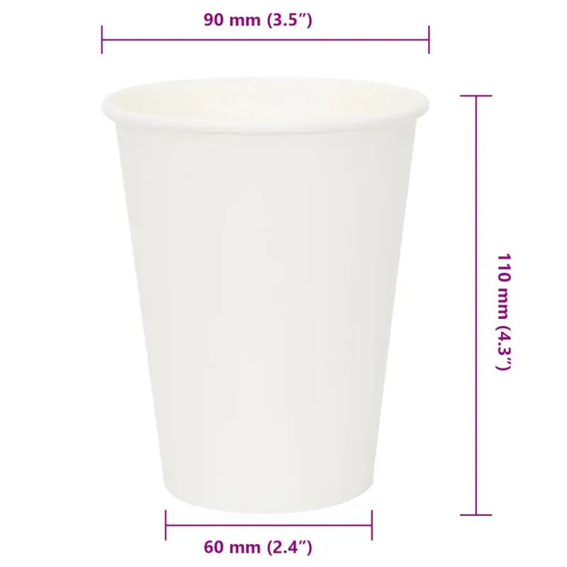 Popieriniai kavos puodeliai, 1000 vnt., 12 uncijų, 300 ml, balti