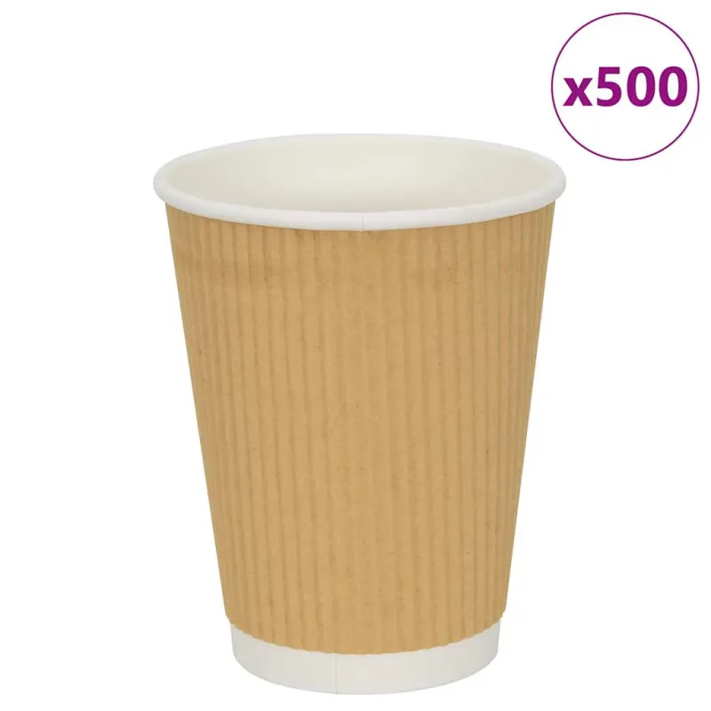 Popieriniai kavos puodeliai, 500 vnt., rudi, 12 uncijų (300 ml), 300 ml