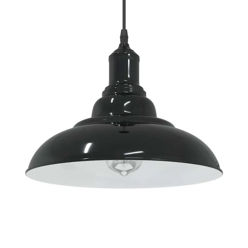 Pakabinamas šviestuvas, reguliuojamo aukščio, E27, blizgios juodos spalvos, Ø 31 cm, metalas