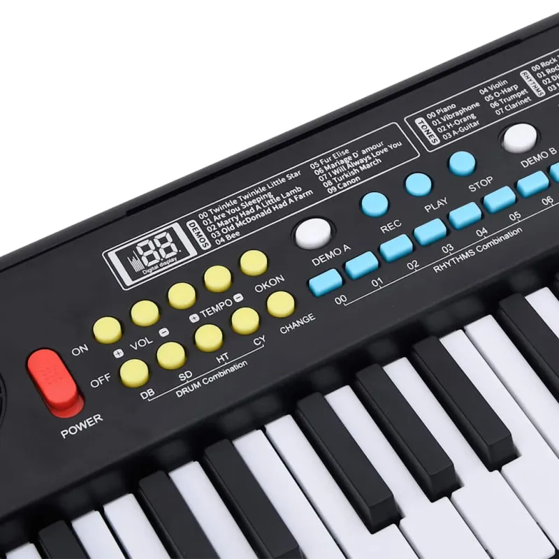 37 klavišų elektrinis pianinas su mikrofonu vaikams
