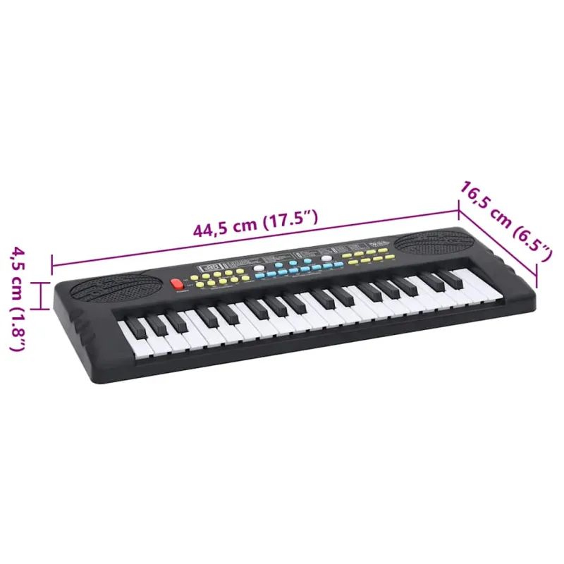 37 klavišų elektrinis pianinas su mikrofonu vaikams