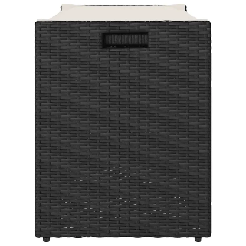 Lauko suoliukas su daiktadėže ir pagalvėle, juodas, 100 cm, poliratanas