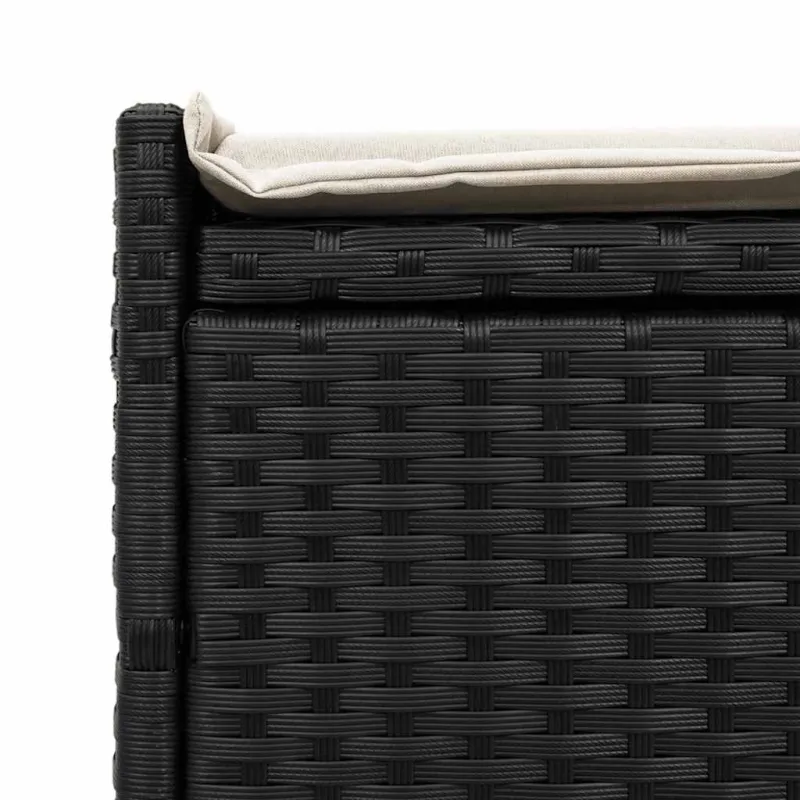 Lauko suoliukas su daiktadėže ir pagalvėle, juodas, 100 cm, poliratanas