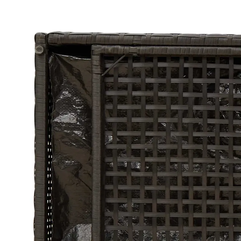 Lauko suoliukas su daiktadėže ir pagalvėle, juodas, 100 cm, poliratanas