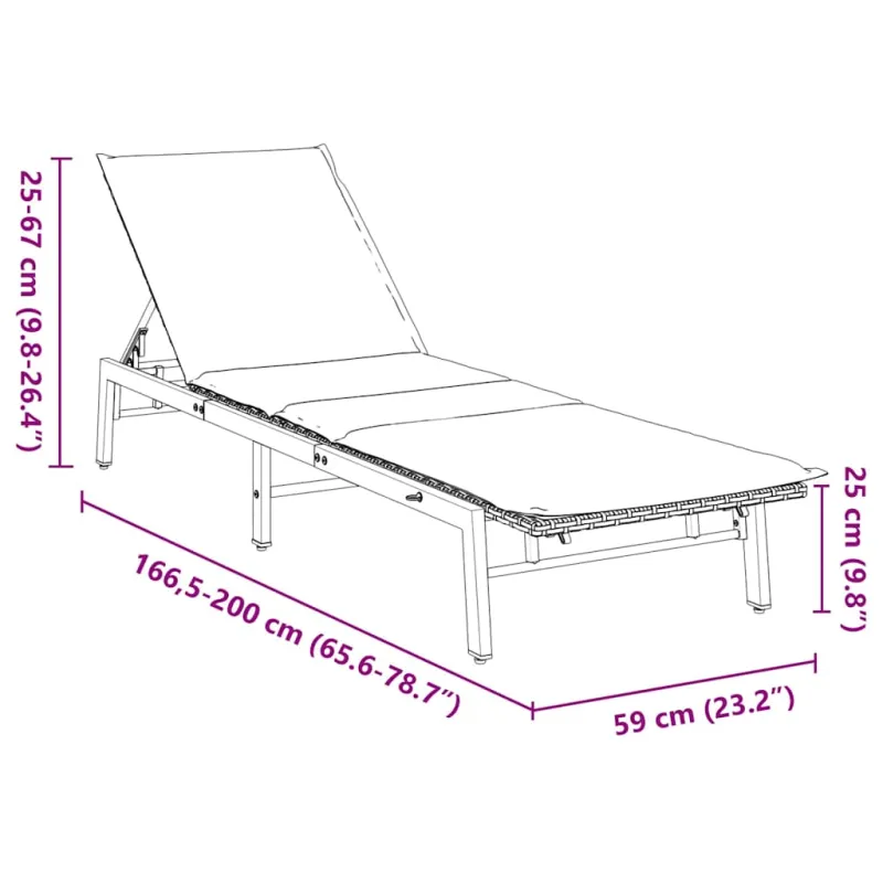 Saulės gultas su pagalvėle, pilkas, poliratanas