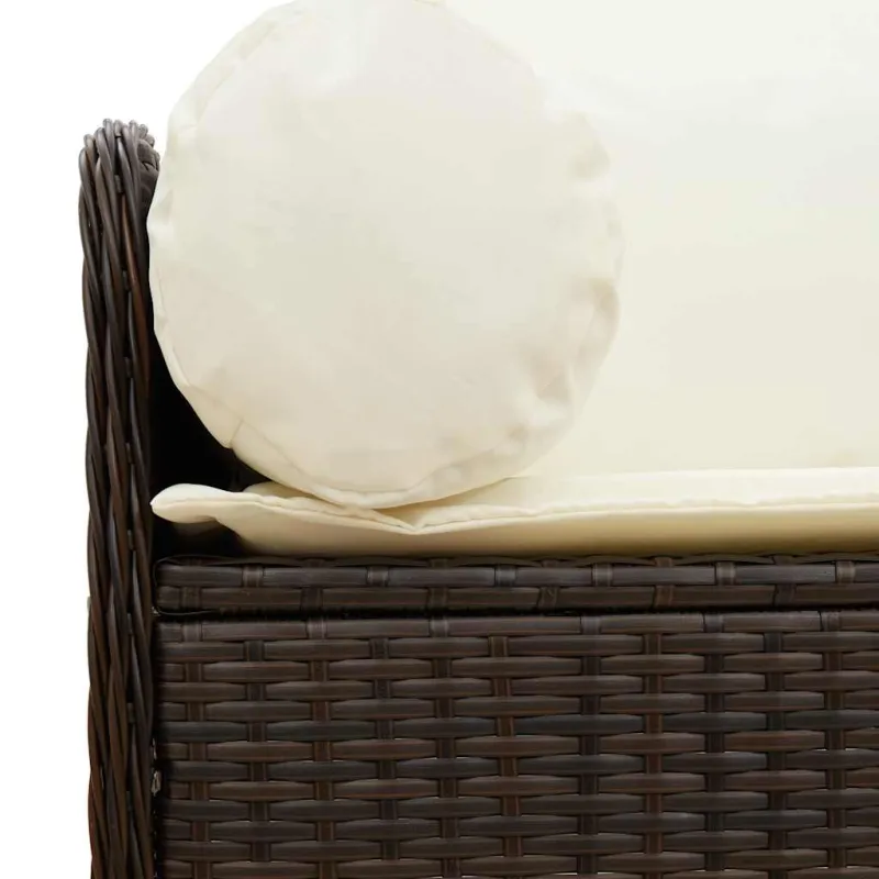 Sodo sofa su pagalvėlėmis, 3 sėdimos vietos, ruda, poliratanas