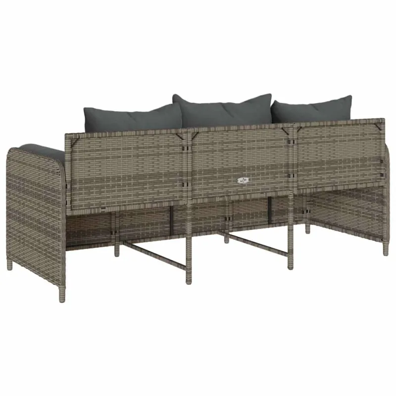 Sodo sofa su pagalvėlėmis, 3 sėdimos vietos, pilka, poliratanas