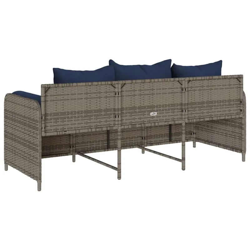 Sodo sofa su pagalvėlėmis, 3 sėdimos vietos, pilka, poliratanas