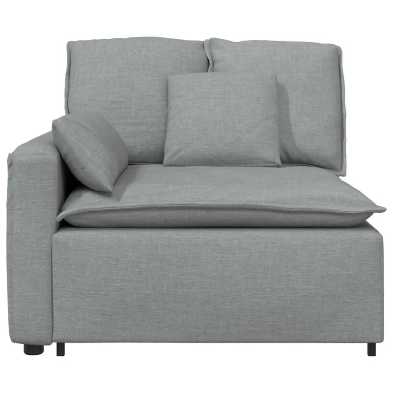 Modulinė sofa su porankiu ir pagalvėlėmis, šviesiai pilka, 100 cm