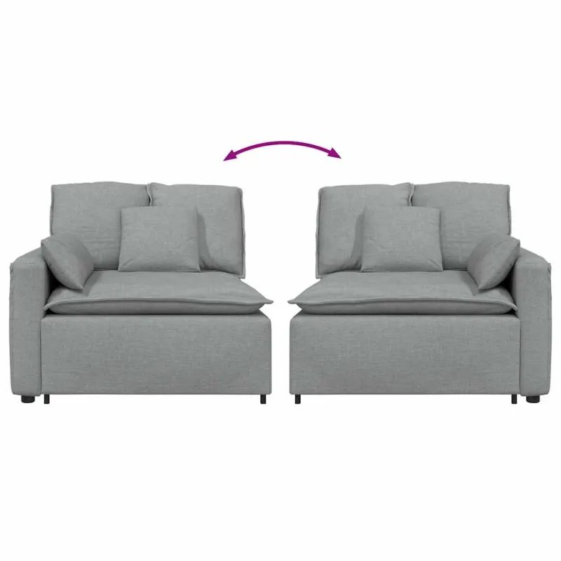Modulinė sofa su porankiu ir pagalvėlėmis, šviesiai pilka, 100 cm