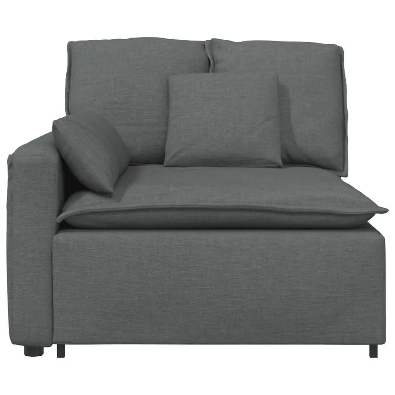 Modulinė sofa su porankiu ir pagalvėlėmis, tamsiai pilka, 100 cm