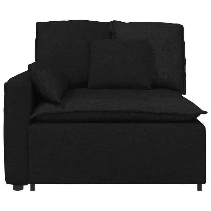 Modulinė sofa su porankiu ir pagalvėlėmis, juoda, 100 cm
