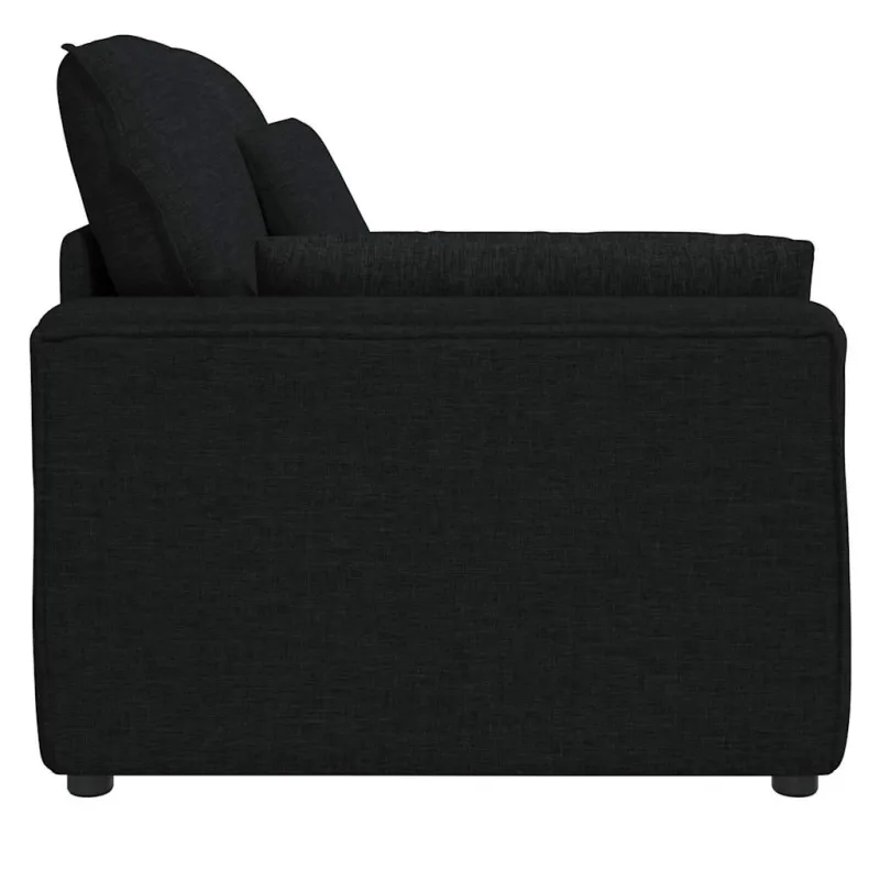 Modulinė sofa su porankiu ir pagalvėlėmis, juoda, 100 cm