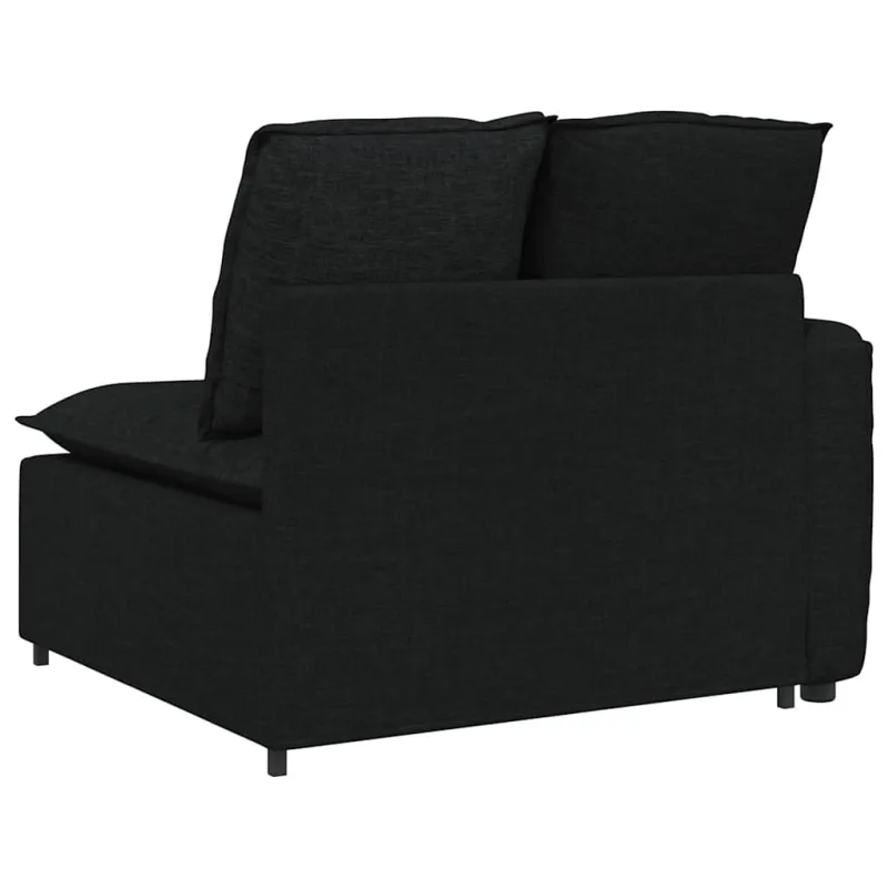 Modulinė sofa su porankiu ir pagalvėlėmis, juoda, 100 cm