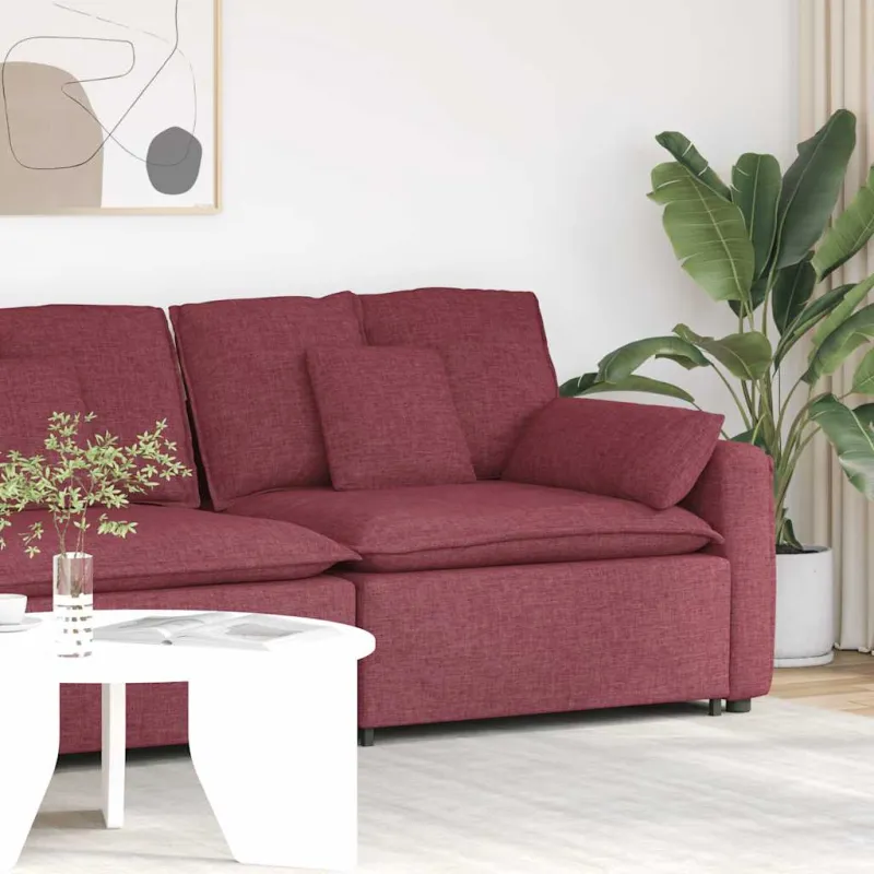 Modulinė sofa su porankiu, vyno raudonos spalvos, 100 cm