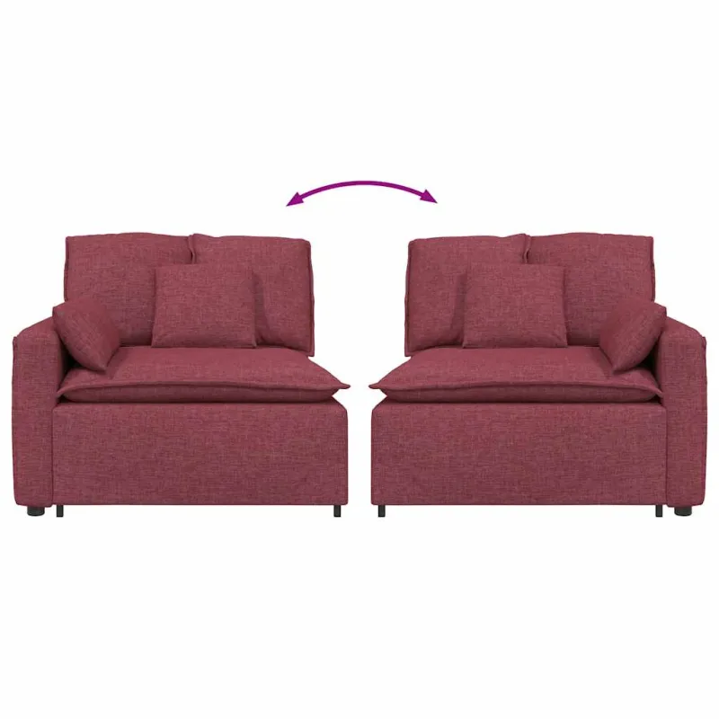 Modulinė sofa su porankiu, vyno raudonos spalvos, 100 cm