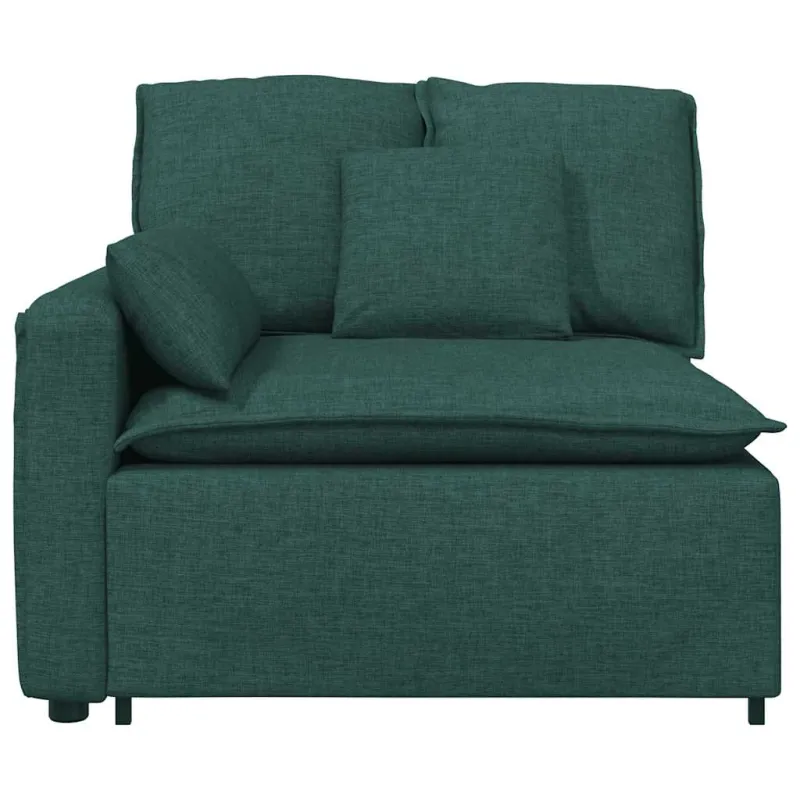 Modulinė sofa su porankiais ir pagalvėlėmis, tamsiai žalia, 100 cm