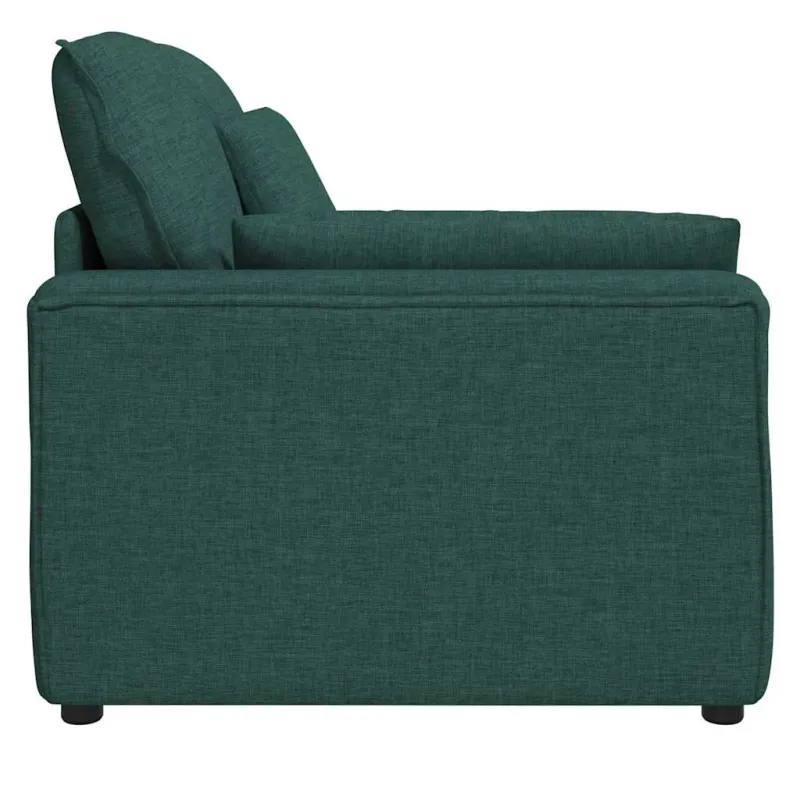 Modulinė sofa su porankiais ir pagalvėlėmis, tamsiai žalia, 100 cm