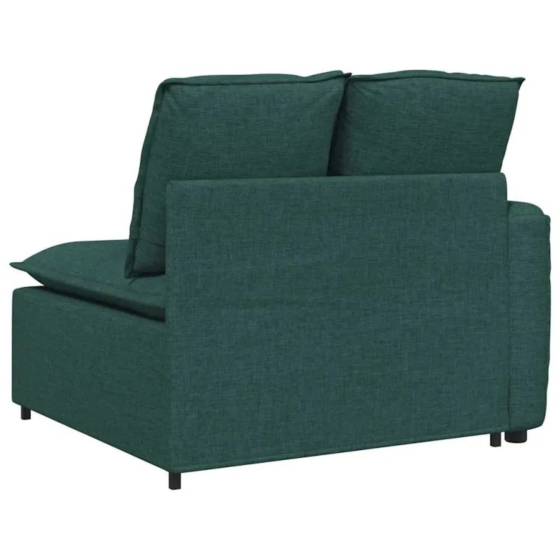 Modulinė sofa su porankiais ir pagalvėlėmis, tamsiai žalia, 100 cm