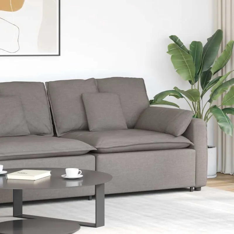 Modulinė sofa, porankis, galo modulis su pagalvėlėmis, pilkai ruda, 100 cm