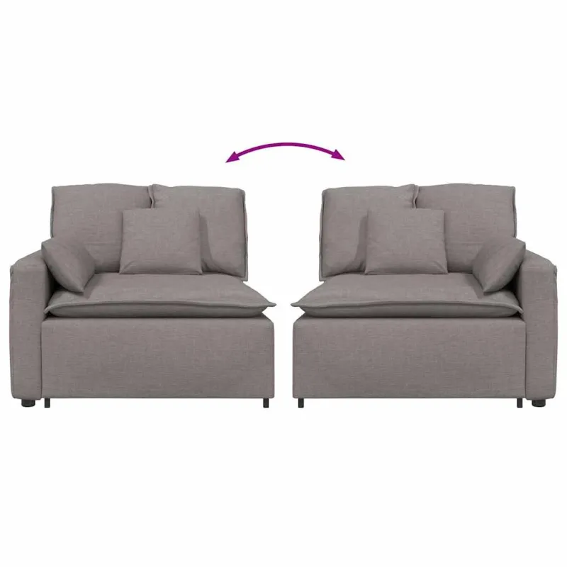 Modulinė sofa, porankis, galo modulis su pagalvėlėmis, pilkai ruda, 100 cm