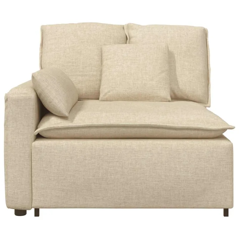 Modulinė sofa su porankiu ir pagalvėlėmis, kreminės spalvos, 100 cm