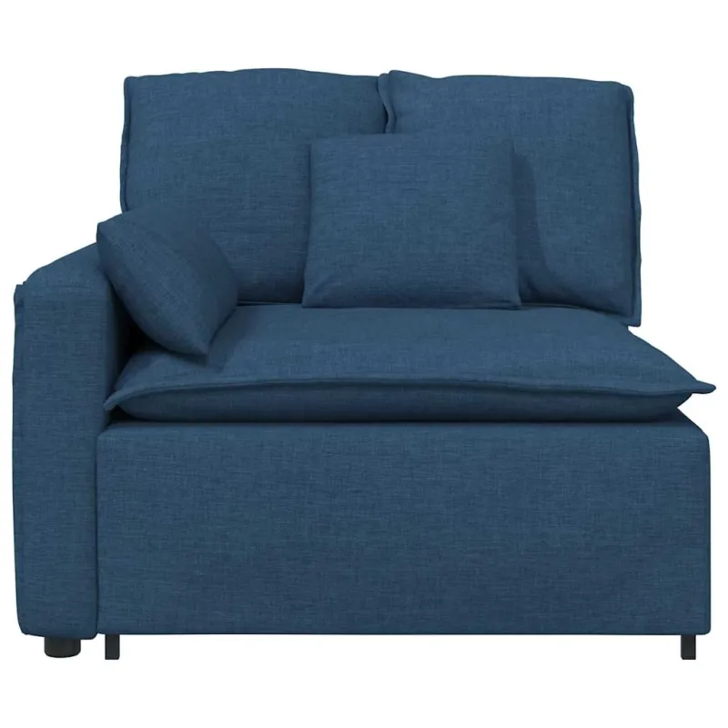 Modulinė sofa su porankiu ir pagalvėlėmis, mėlyna, 100 cm