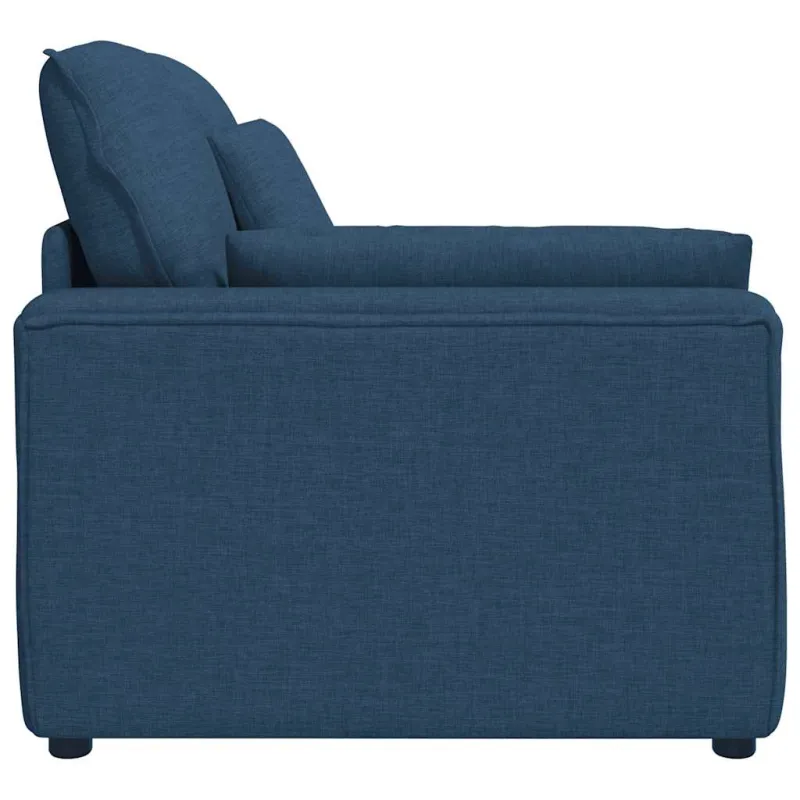 Modulinė sofa su porankiu ir pagalvėlėmis, mėlyna, 100 cm