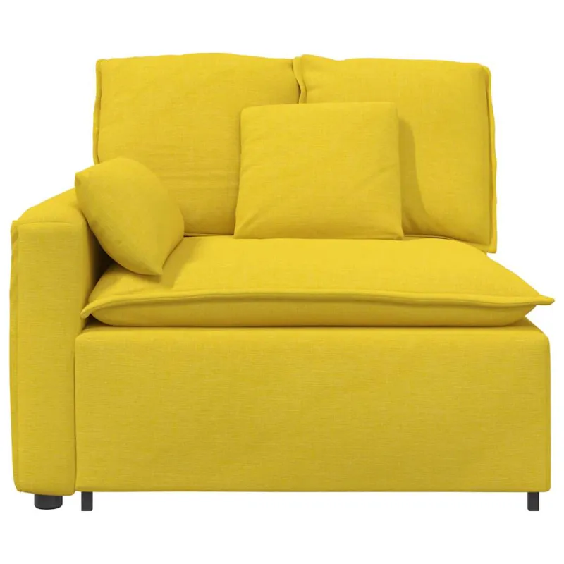 Modulinė sofa su porankiais ir pagalvėlėmis, šviesiai geltona, 100 cm