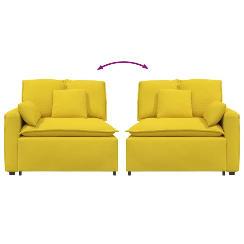 Modulinė sofa su porankiais ir pagalvėlėmis, šviesiai geltona, 100 cm
