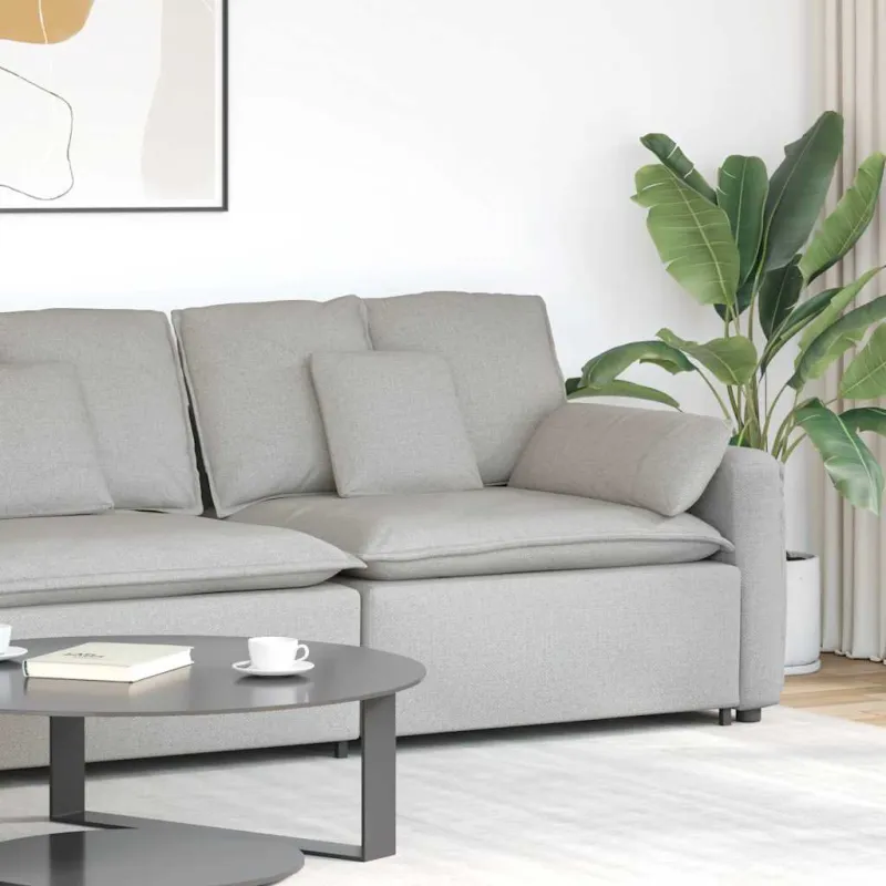 Modulinė sofa su porankiu ir pagalvėlėmis, pilka, 100 cm