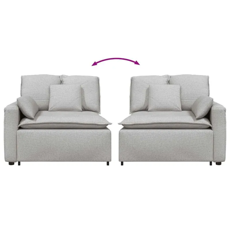 Modulinė sofa su porankiu ir pagalvėlėmis, pilka, 100 cm