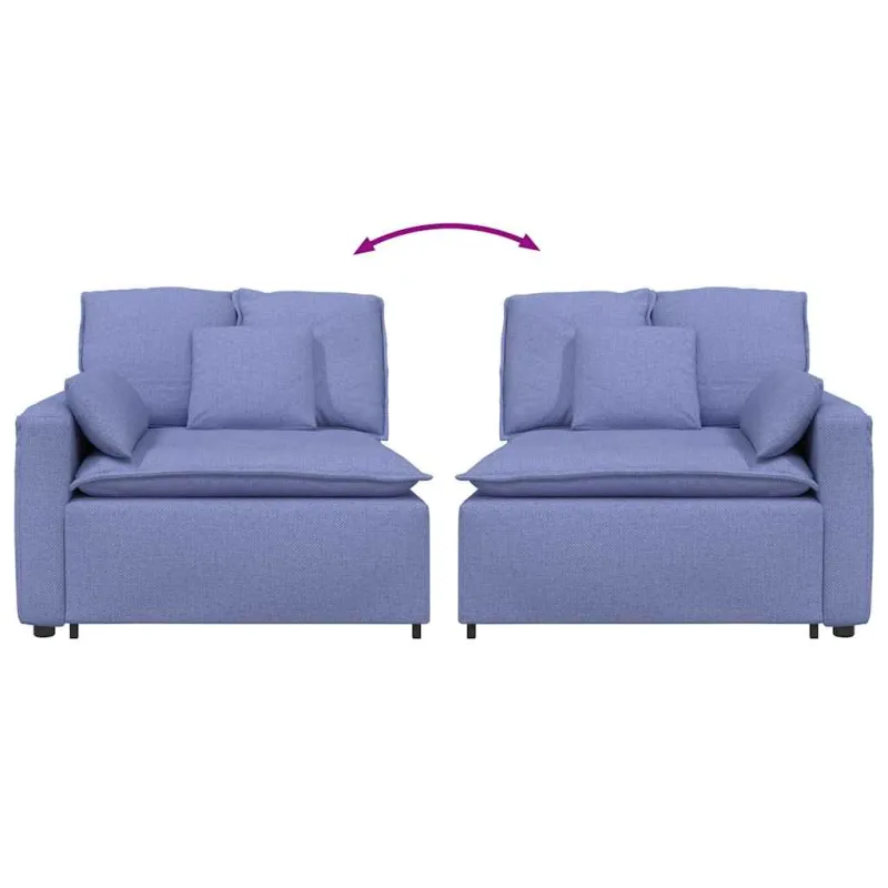 Modulinė sofa su porankiu, džinsinės mėlynos spalvos, 100 cm