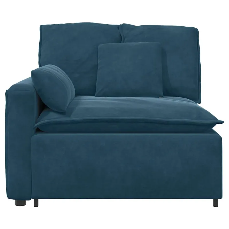 Modulinė sofa su porankiu ir pagalvėlėmis, mėlyna, 100 cm