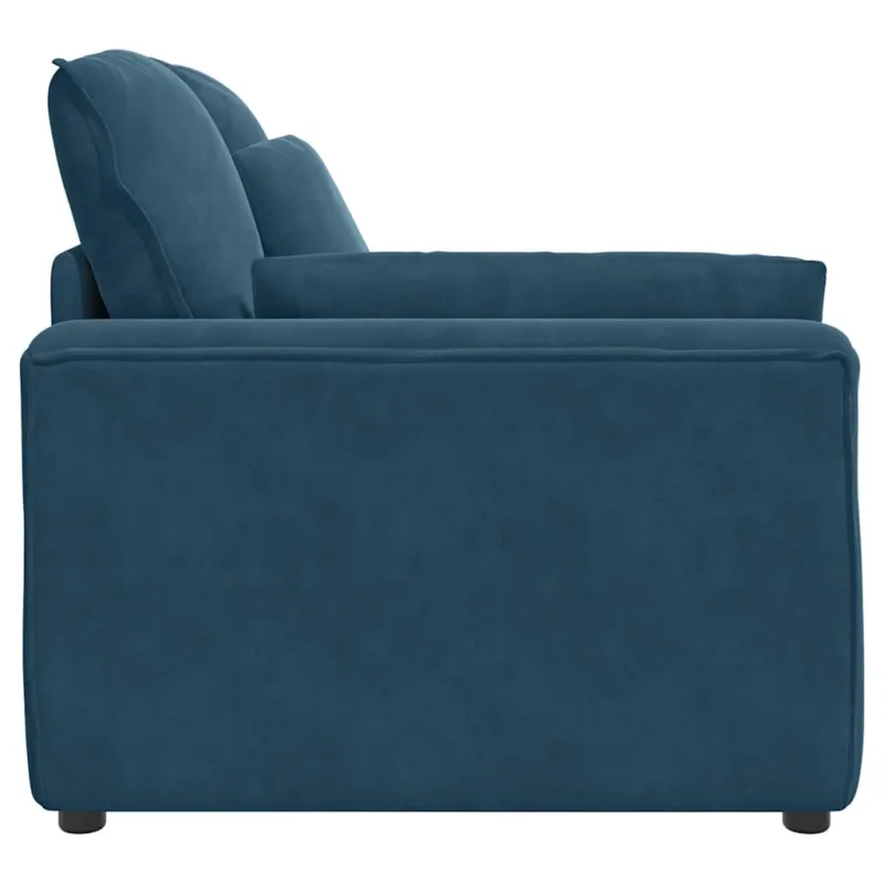 Modulinė sofa su porankiu ir pagalvėlėmis, mėlyna, 100 cm