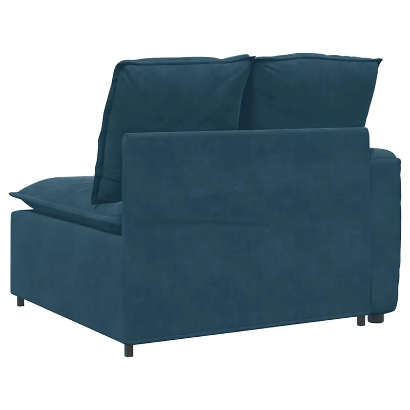 Modulinė sofa su porankiu ir pagalvėlėmis, mėlyna, 100 cm