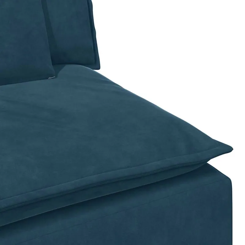 Modulinė sofa su porankiu ir pagalvėlėmis, mėlyna, 100 cm