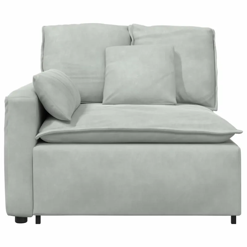 Modulinė sofa su porankiu ir pagalvėlėmis, šviesiai pilka, 100 cm