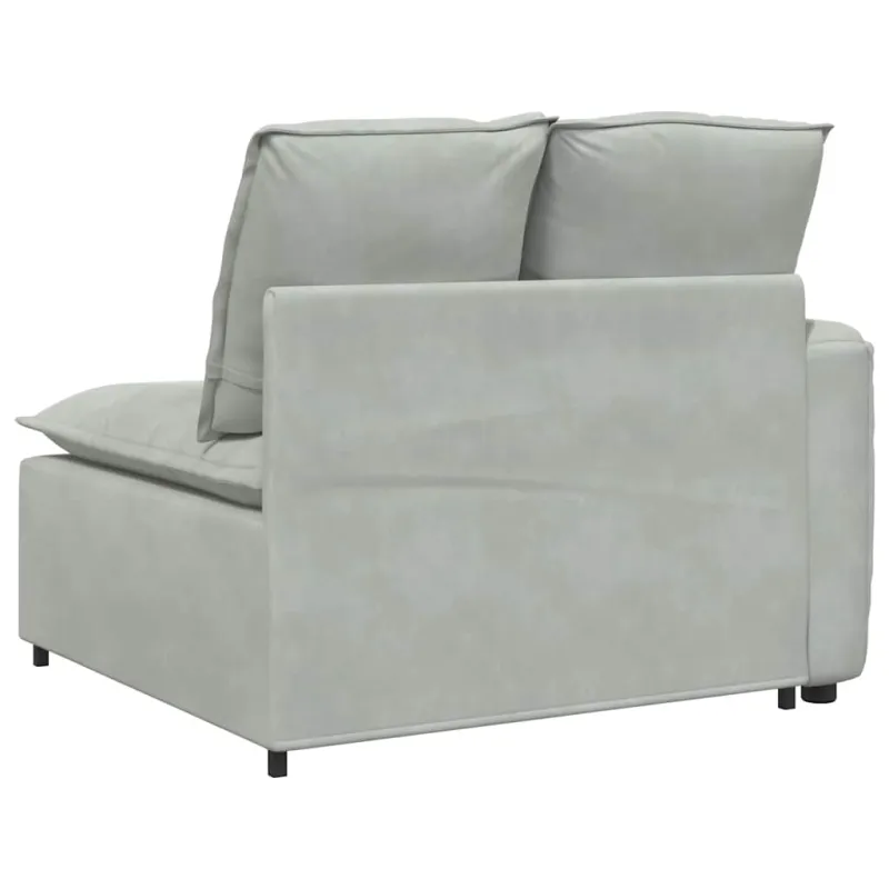 Modulinė sofa su porankiu ir pagalvėlėmis, šviesiai pilka, 100 cm