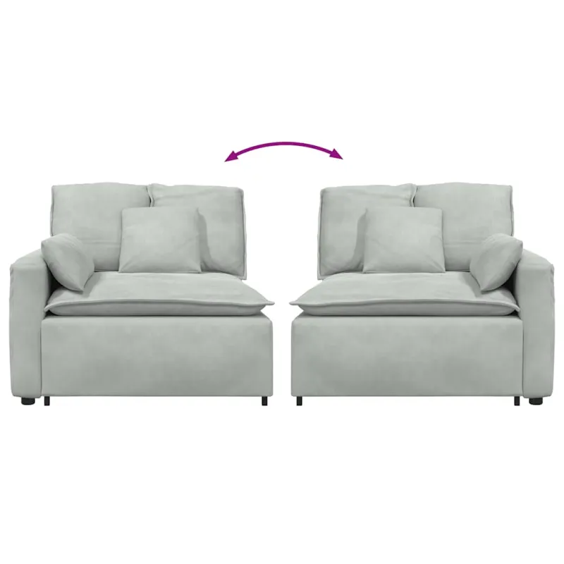 Modulinė sofa su porankiu ir pagalvėlėmis, šviesiai pilka, 100 cm