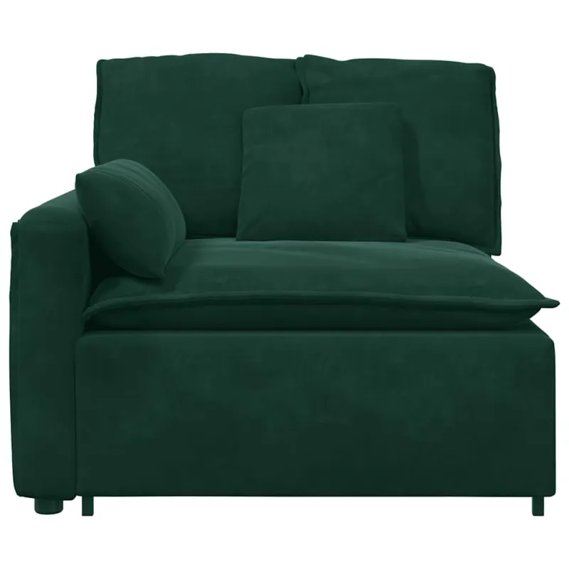 Modulinė sofa su porankiais ir pagalvėlėmis, tamsiai žalia, 100 cm