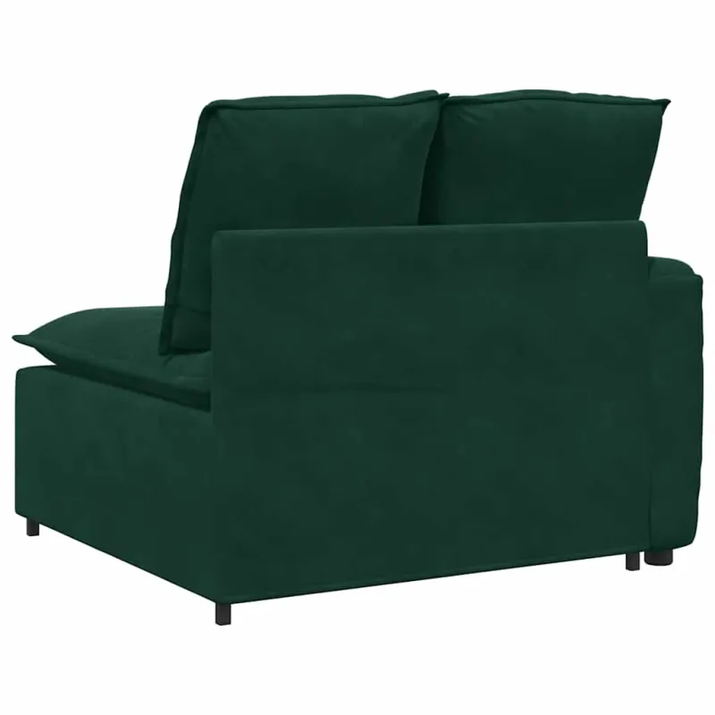 Modulinė sofa su porankiais ir pagalvėlėmis, tamsiai žalia, 100 cm