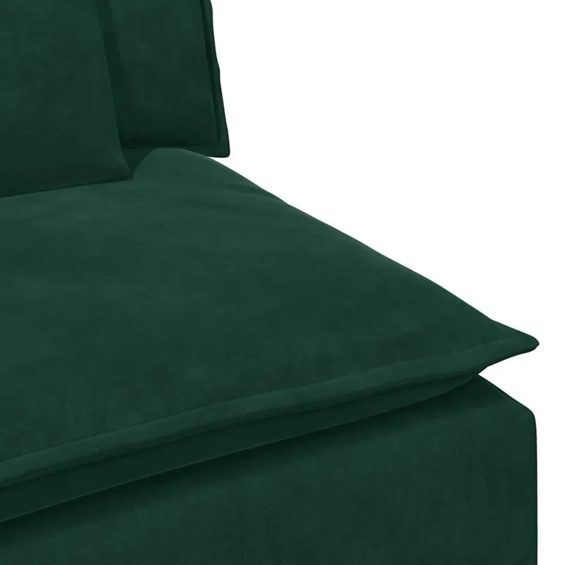 Modulinė sofa su porankiais ir pagalvėlėmis, tamsiai žalia, 100 cm